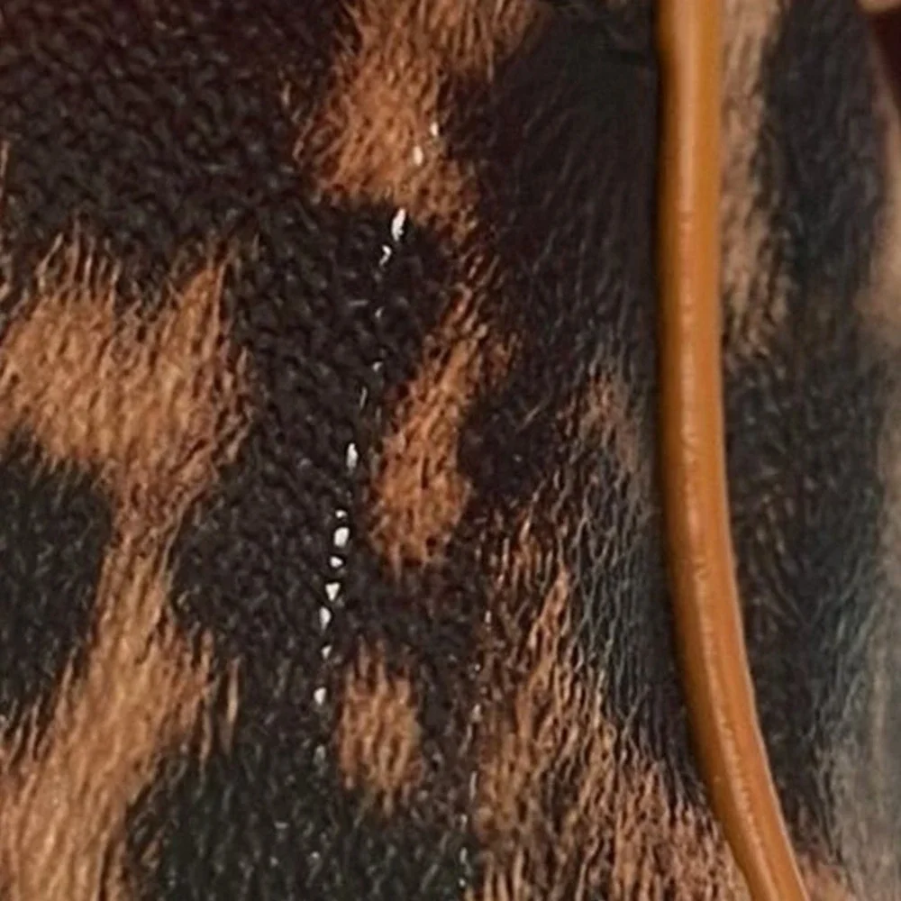 Calvin Klein Leopard Print Satchel Bag Black‎ Patent Trim Gold Hardware Handbag